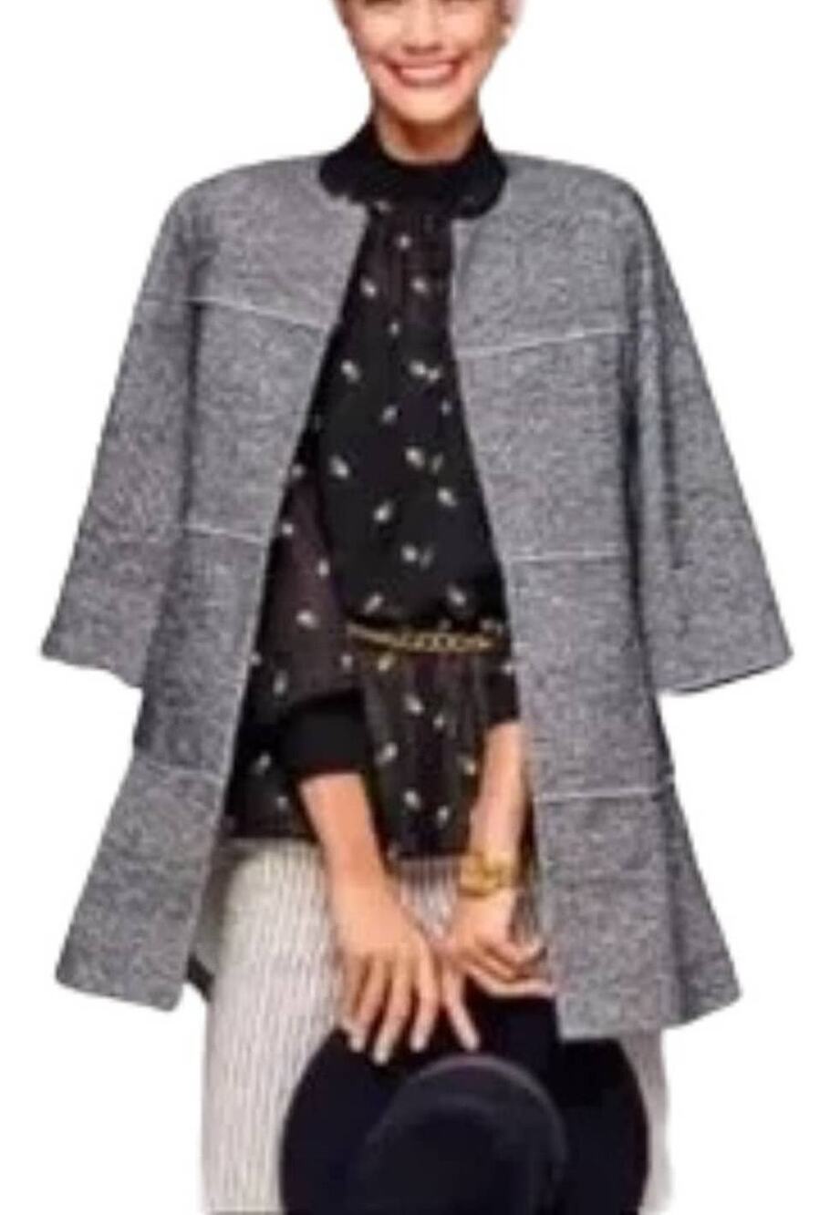 CABI The Times Long Tweed Jacket Relaxed fit 1/2 sleeve SZ XS